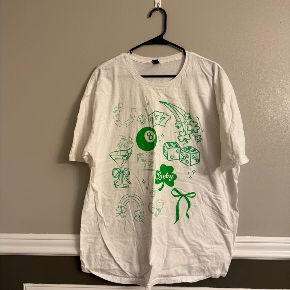 Women’s Gildan White and Green St Patrick’s Day Tee Shirt